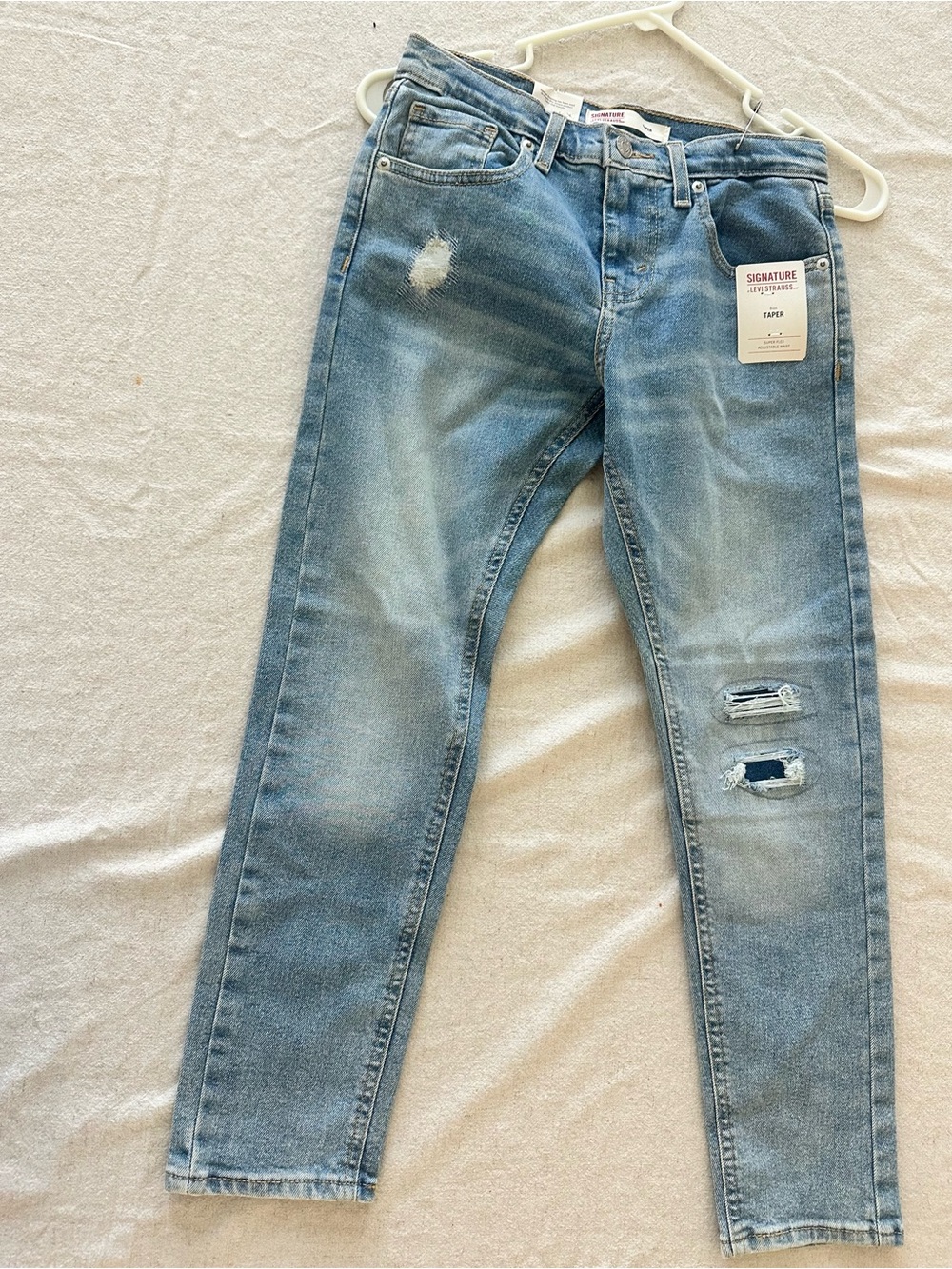 Signature Faded Blue Slim Distressed Men’s Jeans